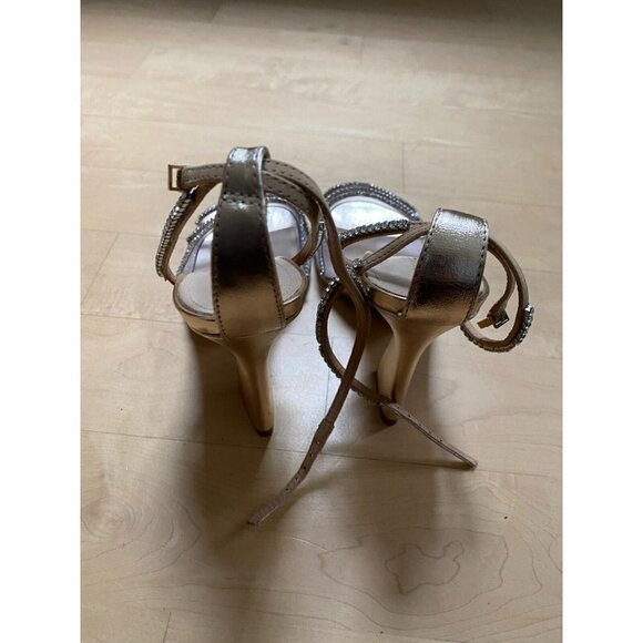 SCHUTZ "Rowenah" jewelled heels gold rhinestones sandals sz 11 - Picture 7 of 12